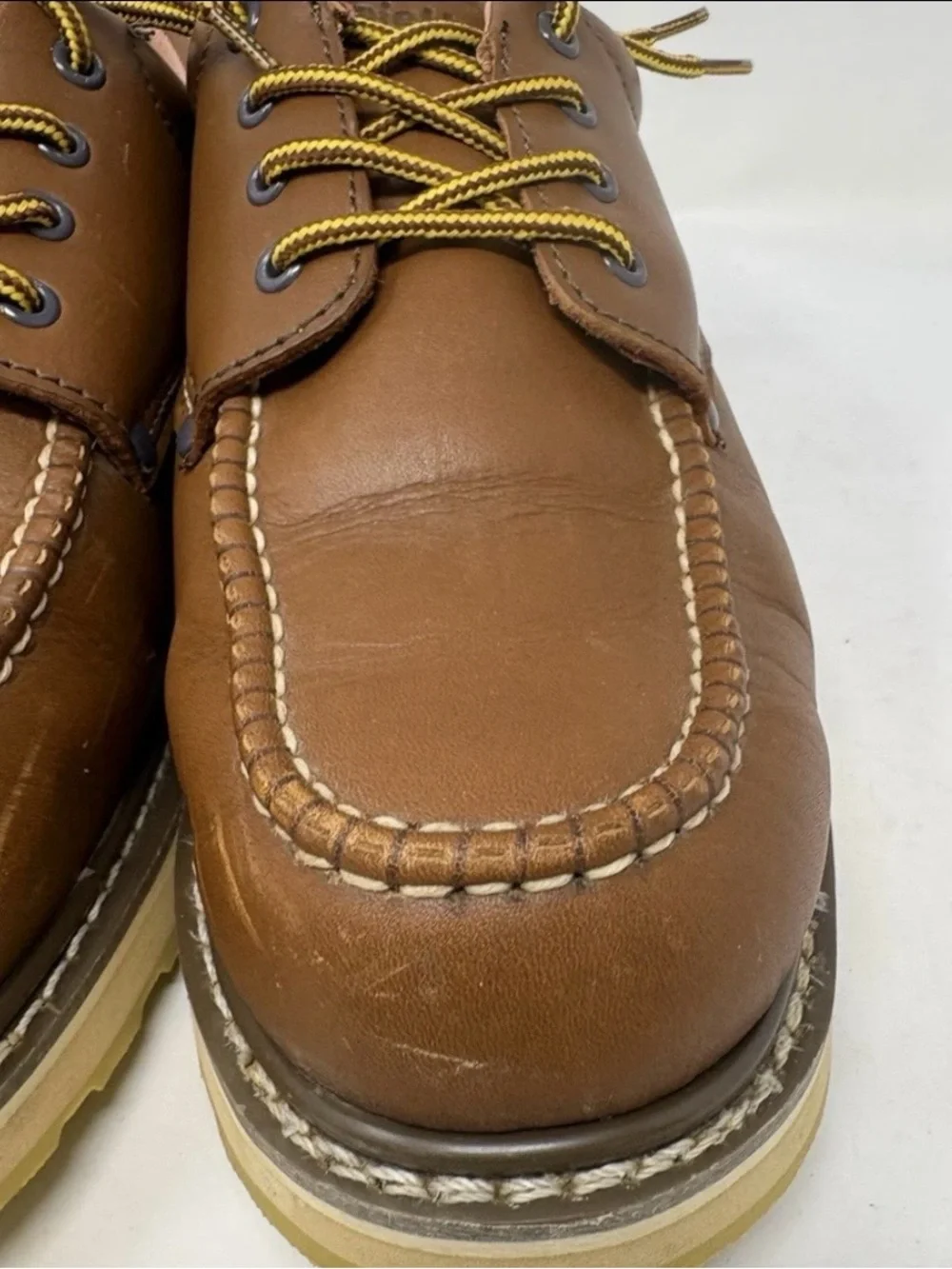 Men's Brown Leather Oxford work boots. Sure track die hard 12d.